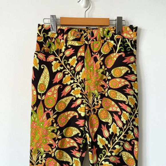 Zara  Printed Flared Pants Trousers Groovy Floral 70's Pattern Sz Small - Picture 8 of 16
